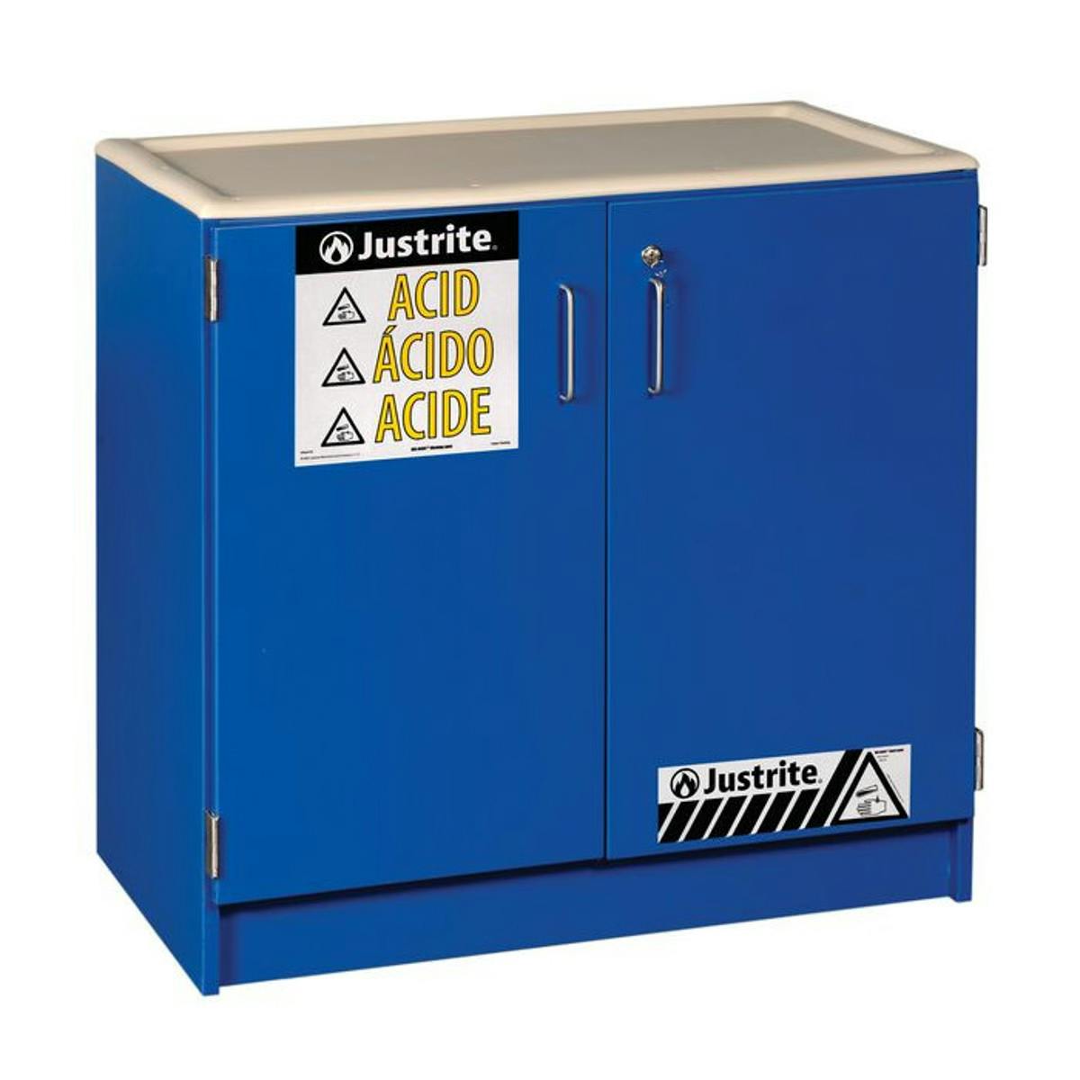 Under Counter Justrite® Wood Laminate Safety Cabinet with 2 Manual-Close Doors