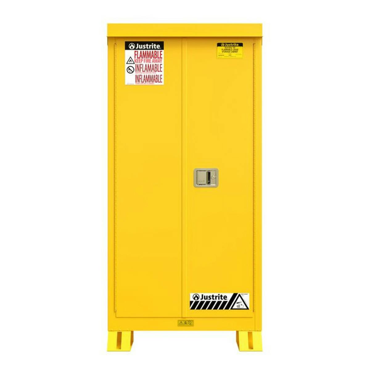 60 Gallon Yellow Justrite® Outdoor Flammable Safety Cabinets with 2 Manual-Close Doors