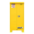60 Gallon Yellow Justrite® Outdoor Flammable Safety Cabinets with 2 Self=Closing Doors