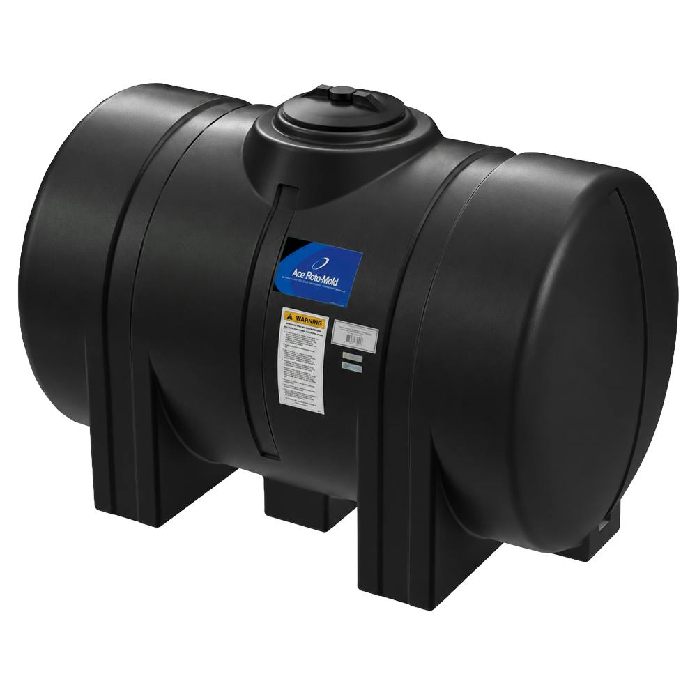 325 Gallon Black Polyethylene Round Free-Standing Horizontal Leg Tank with 2" Fitting & 12" Lid (No Sump) - 38" Dia. x 72" L
