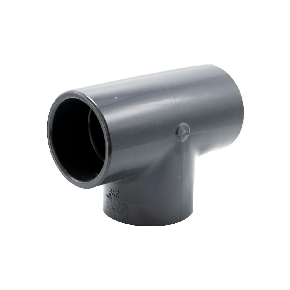 2-1/2" Schedule 80 Gray PVC Socket Tee