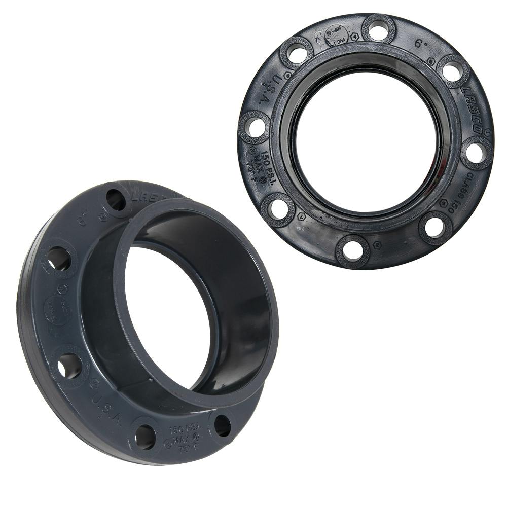 6" Schedule 80 Gray PVC Socket 150 lb. Companion Flange