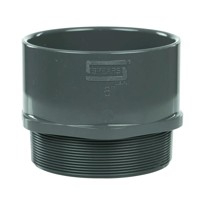 6" Schedule 40 Gray PVC MIPT x Socket Male Adapter