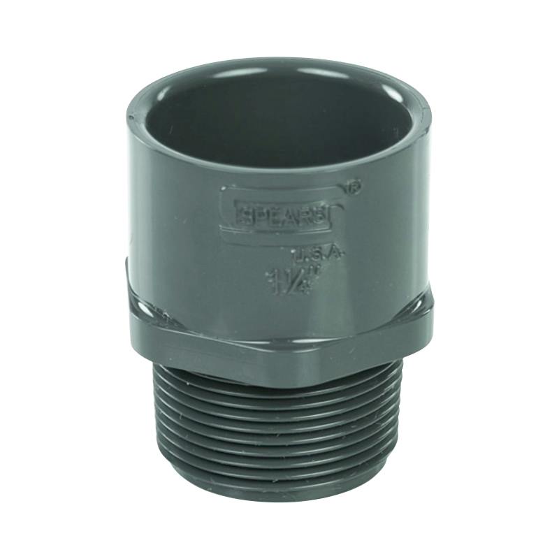 1-1/4" Schedule 40 Gray PVC MIPT x Socket Male Adapter