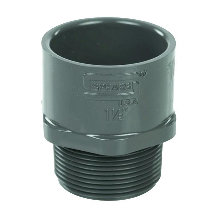1-1/2" Schedule 40 Gray PVC MIPT x Socket Male Adapter