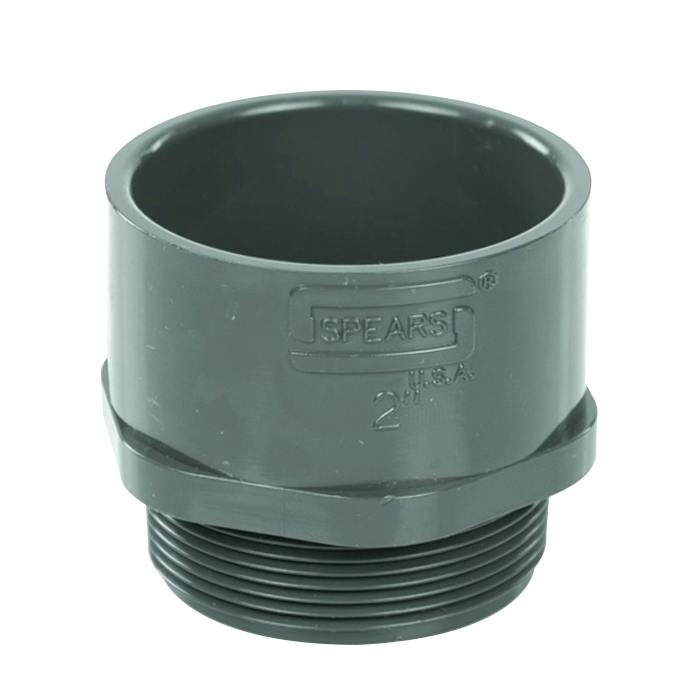 2" Schedule 40 Gray PVC MIPT x Socket Male Adapter