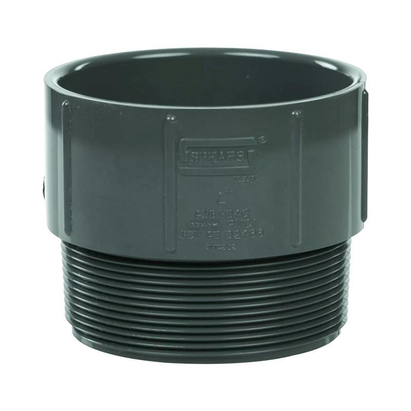 4" Schedule 40 Gray PVC MIPT x Socket Male Adapter