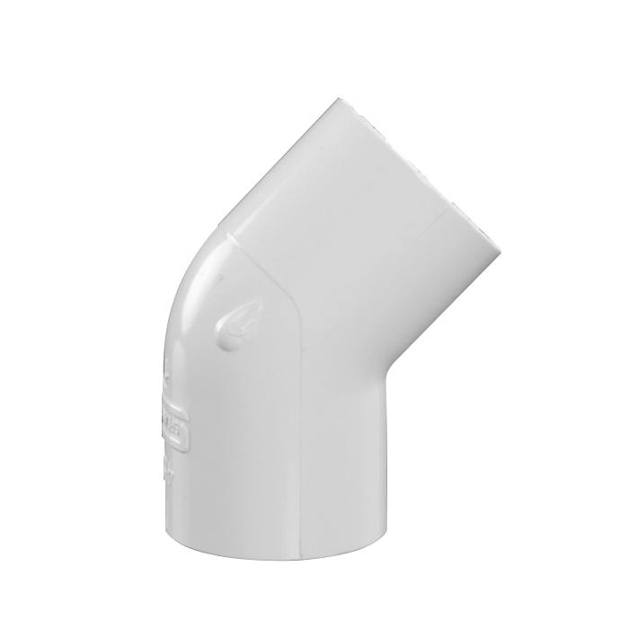 1" Schedule 40 White PVC Socket 45° Elbow