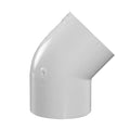 2-1/2" Schedule 40 White PVC Socket 45° Elbow