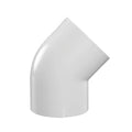 3" Schedule 40 White PVC Socket 45° Elbow