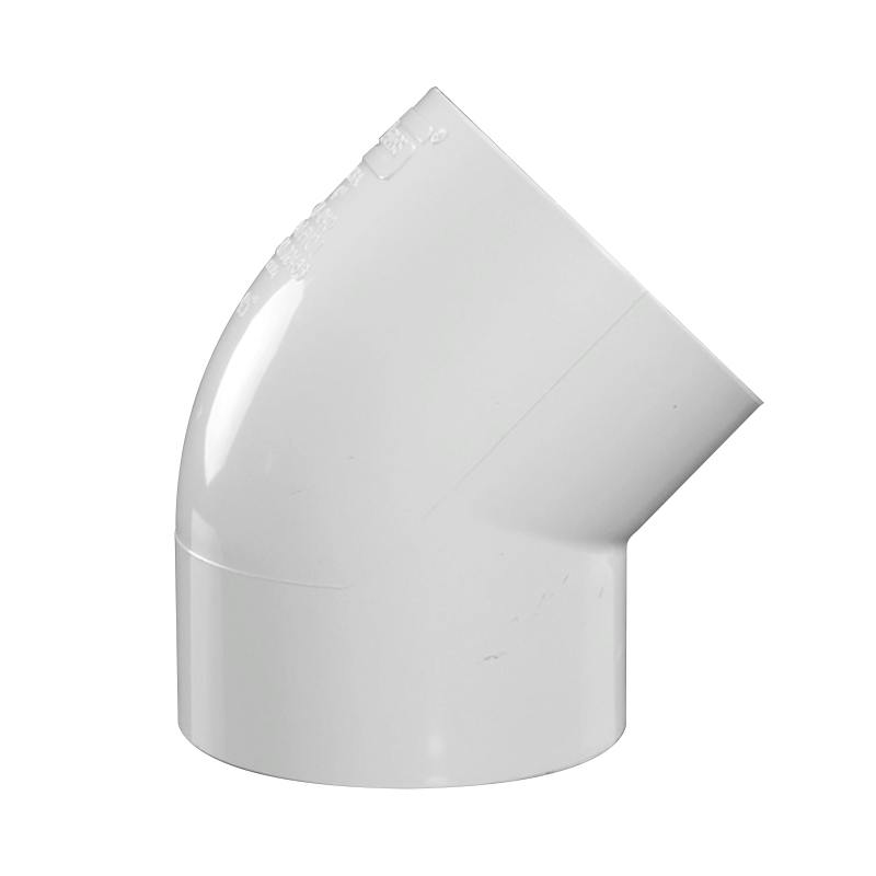 4" Schedule 40 White PVC Socket 45° Elbow