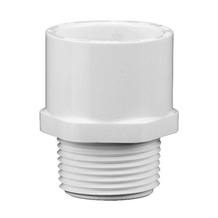1" Schedule 40 White PVC MIPT x Socket Male Adapter