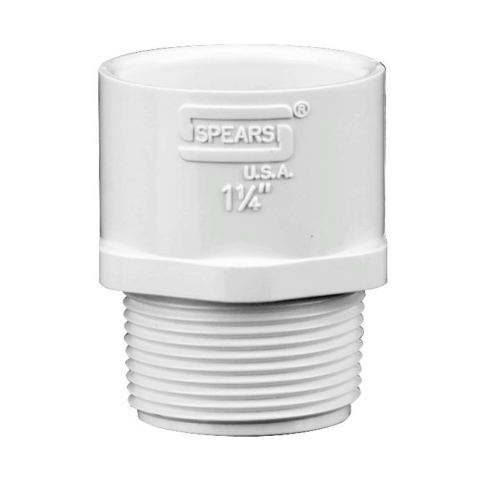 1-1/4" Schedule 40 White PVC MIPT x Socket Male Adapter