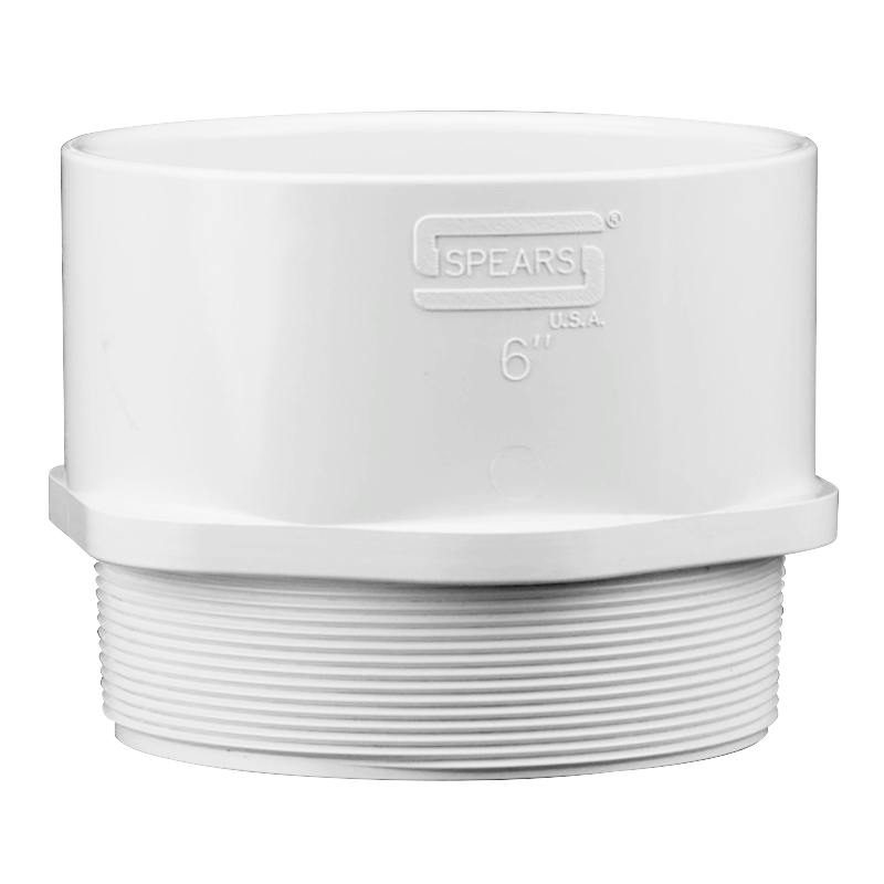 6" Schedule 40 White PVC MIPT x Socket Male Adapter