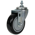 Black Polyurethane Swivel Caster with 4" OD x 1-1/4" W Wheel & 1-1/2" Long 3/8"-16 Threaded Stem