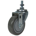 Gray Polyurethane Swivel Caster with 4" OD x 1-1/4" W Wheel & 1-1/2" Long 1/2"-13 Threaded Stem