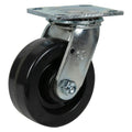 Black Phenolic Swivel Caster with 5" OD x 2" W Wheel & Top-Plate Mount