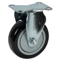 Black Polyurethane Rigid Caster with 4" OD x 1-1/4" W Wheel & Top Plate Mount