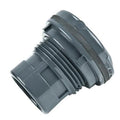 1/2" FNPT x 1/2" FNPT Installed Gray PVC Tank Adapter with EPDM Gasket - 1-1/2" Hole Size