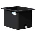 70 Gallon Black LLDPE Rectangular Tamco® Heavy-Duty Tank with External Flange & 2" Polypropylene Bulkhead Fitting - 30" L x 24" W x 24" Hgt. (Cover Sold Separately)