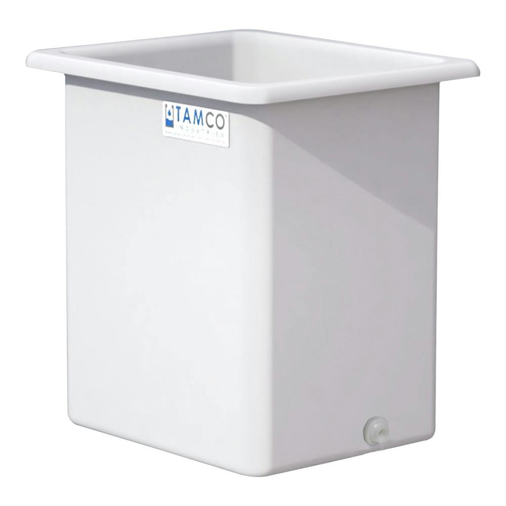 105 Gallon Natural LLDPE Rectangular Tamco® Heavy-Duty Tank with External Flange & 2" Polypropylene Bulkhead Fitting - 30" L x 24" W x 36" Hgt. (Cover Sold Separately)