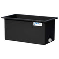 105 Gallon Black LLDPE Rectangular Tamco® Heavy-Duty Tank with External Flange & 2" Polypropylene Bulkhead Fitting - 48" L x 24" W x 24" Hgt. (Cover Sold Separately)