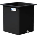 138 Gallon Black LLDPE Rectangular Tamco® Heavy-Duty Tank with External Flange & 2" Polypropylene Bulkhead Fitting - 30" L x 30" W x 36" Hgt. (Cover Sold Separately)