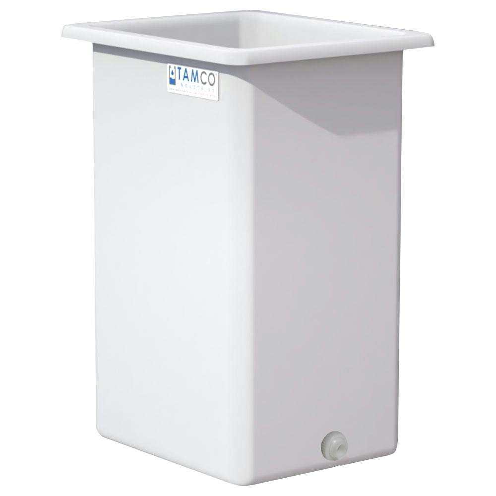 140 Gallon Natural LLDPE Rectangular Tamco® Heavy-Duty Tank with External Flange & 2" Polypropylene Bulkhead Fitting - 30" L x 24" W x 48" Hgt. (Cover Sold Separately)