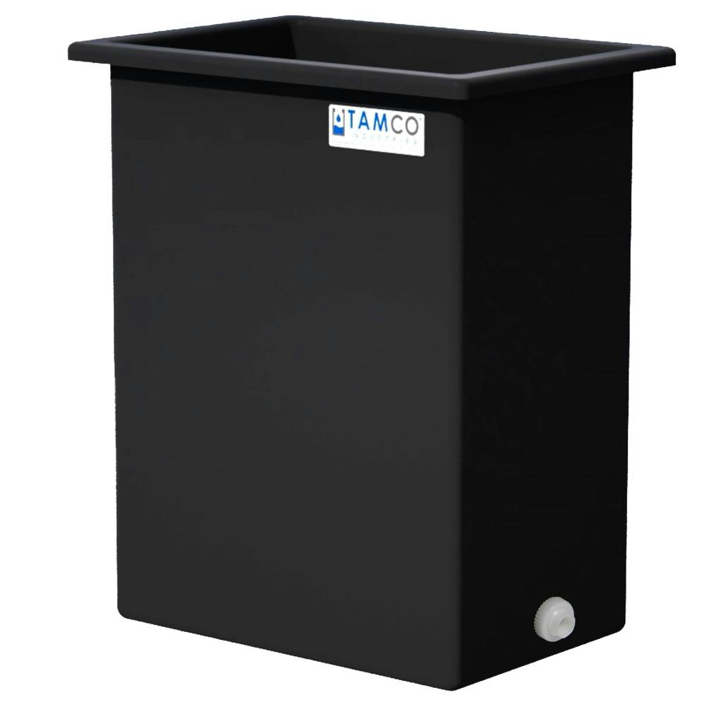 180 Gallon Black LLDPE Rectangular Tamco® Heavy-Duty Tank with External Flange & 2" Polypropylene Bulkhead Fitting - 36" L x 24" W x 48" Hgt. (Cover Sold Separately)