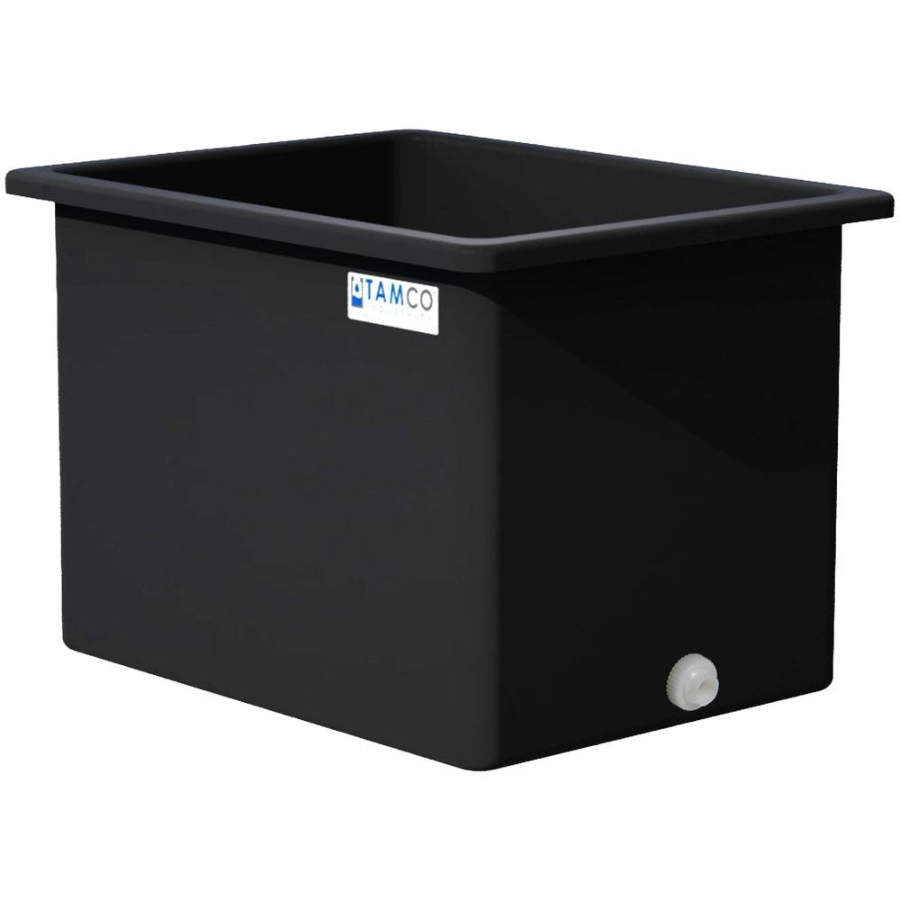270 Gallon Black LLDPE Rectangular Tamco® Heavy-Duty Tank with External Flange & 2" Polypropylene Bulkhead Fitting - 48" L x 36" W x 36" Hgt.