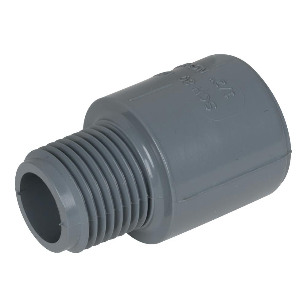 1/2" Light Gray Schedule 80 CPVC Male Adapter Threaded x Socket
