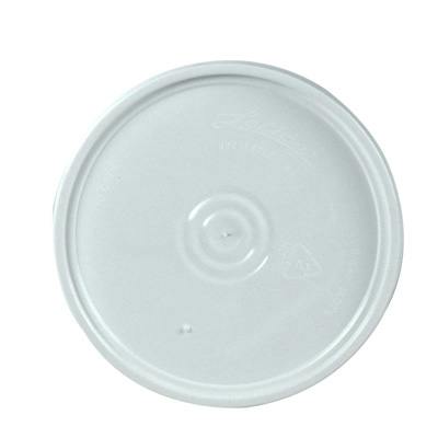 2 Gallon White HDPE Round Bucket Lid with Tamper-Evident Tear Tab