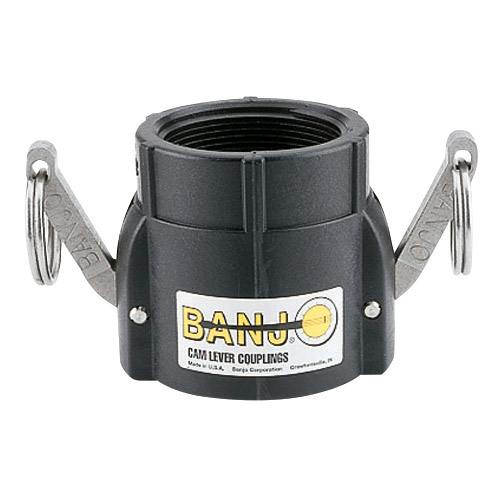 4" Female Coupler x 4" FNPT Banjo® Black Fiberglass-Reinforced Polypropylene Quick Disconnect Coupling
