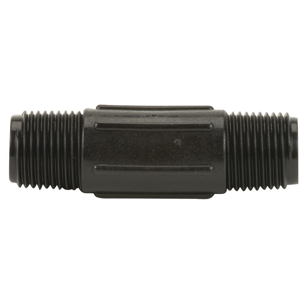 1/2" MNPT x 3" L Banjo® Black Fiberglass-Reinforced Polypropylene Pipe Nipple