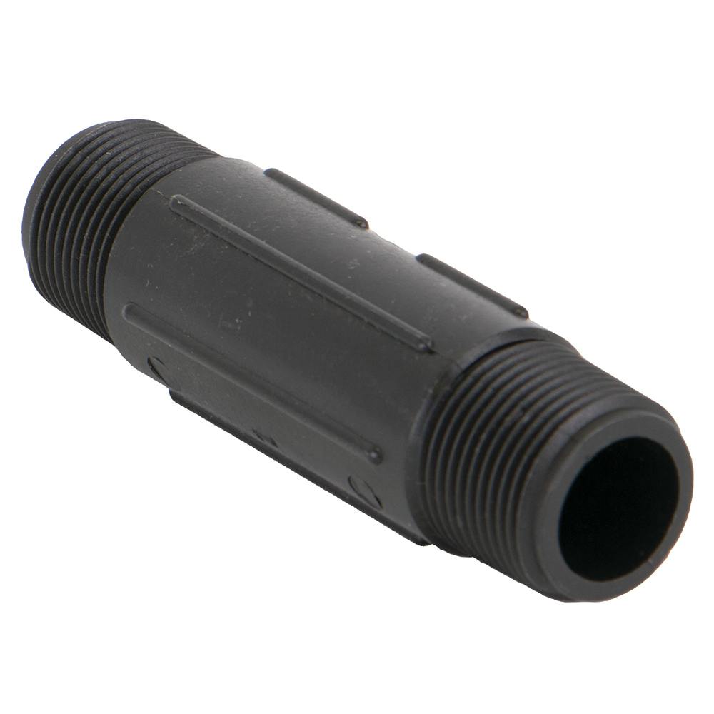 3/4" MNPT x 4" L Banjo® Black Fiberglass-Reinforced Polypropylene Pipe Nipple