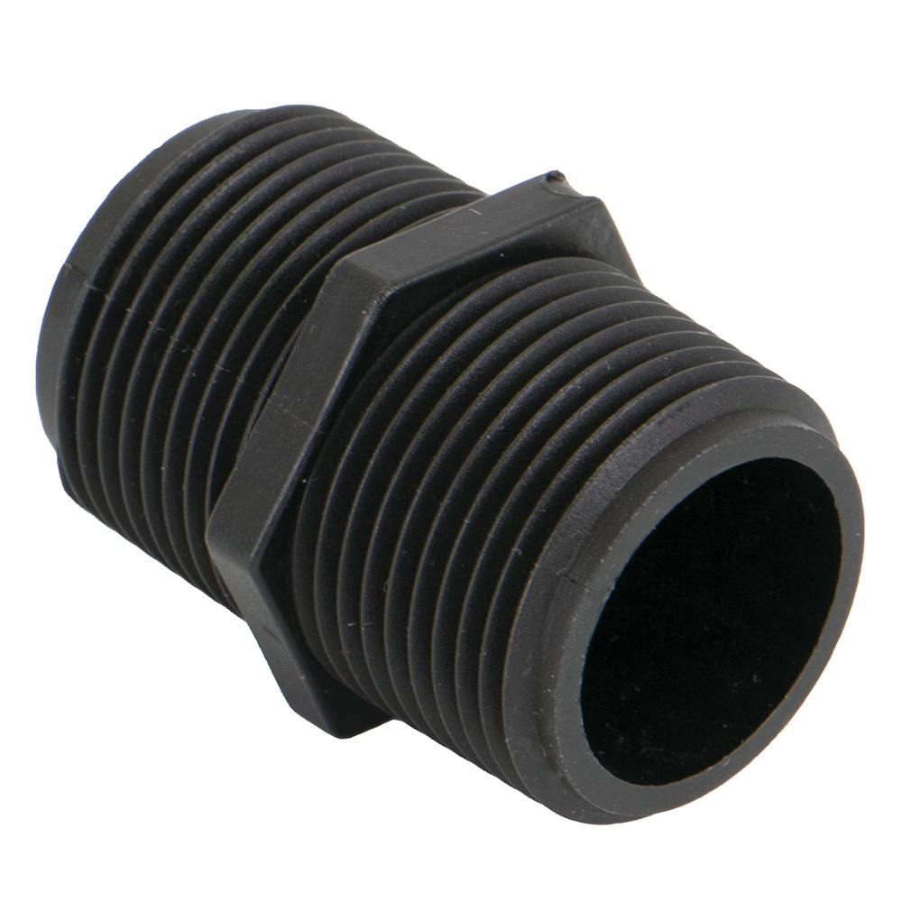 1" MNPT x Short Banjo® Black Fiberglass-Reinforced Polypropylene Pipe Nipple
