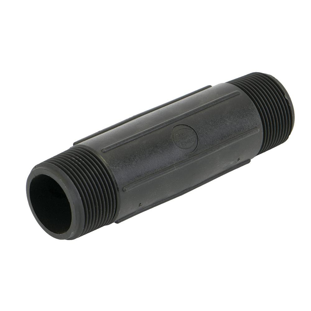 1-1/4" MNPT x 6" Banjo® Black Fiberglass-Reinforced Polypropylene Pipe Nipple