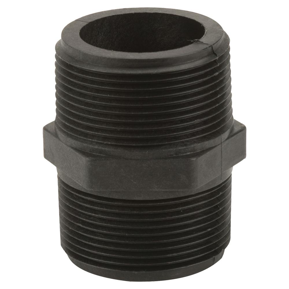 1-1/2" MNPT x Short Banjo® Black Fiberglass-Reinforced Polypropylene Pipe Nipple