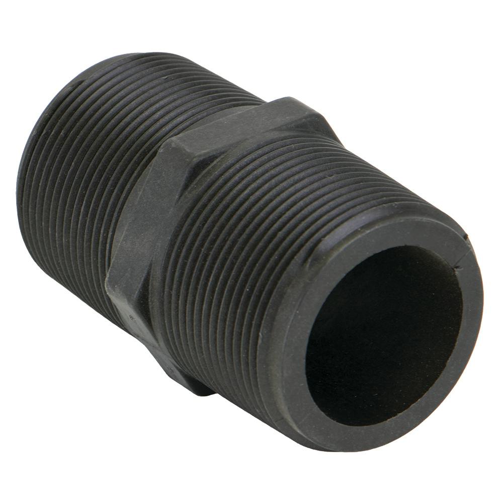 1-1/2" MNPT x 3" L Banjo® Black Fiberglass-Reinforced Polypropylene Pipe Nipple