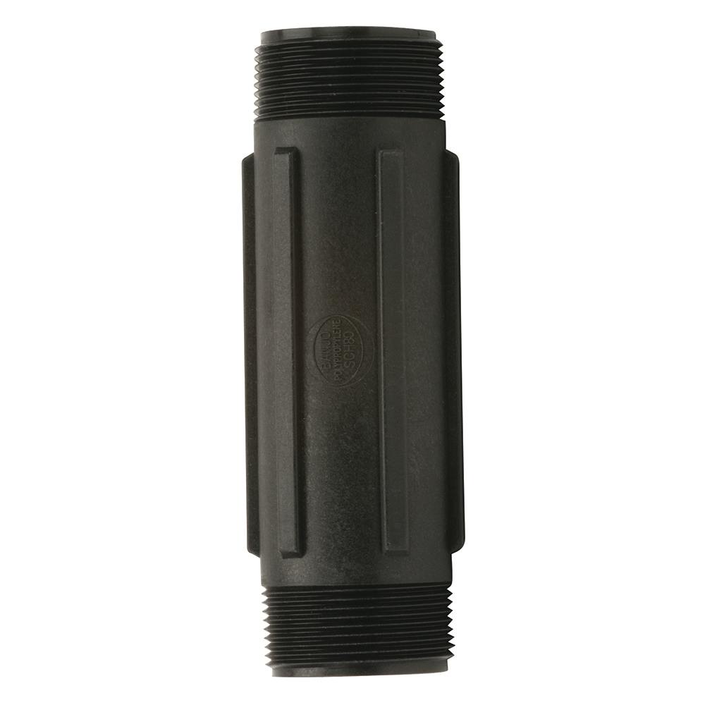 1-1/2" MNPT x 6" Banjo® Black Fiberglass-Reinforced Polypropylene Pipe Nipple