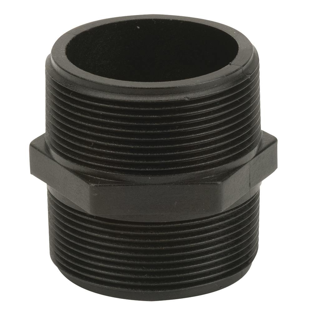 2" MNPT x Short Banjo® Black Fiberglass-Reinforced Polypropylene Pipe Nipple