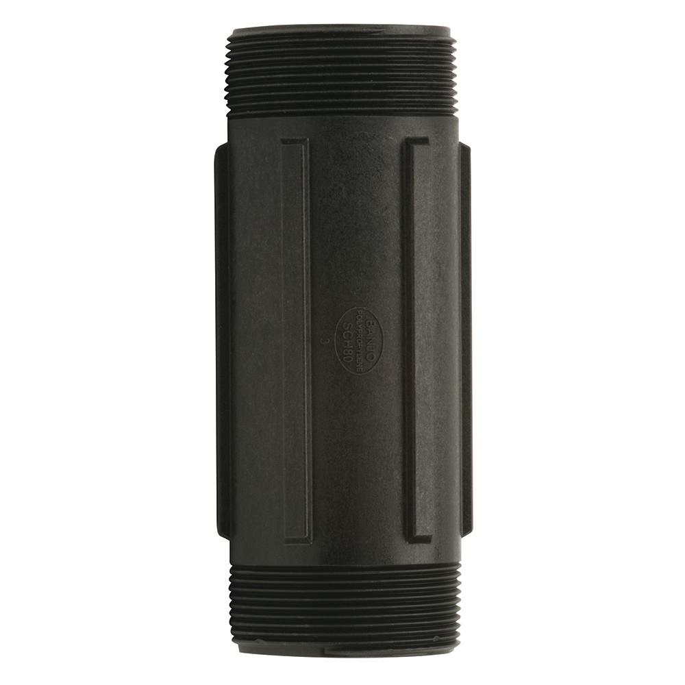 2" MNPT x 6" Banjo® Black Fiberglass-Reinforced Polypropylene Pipe Nipple