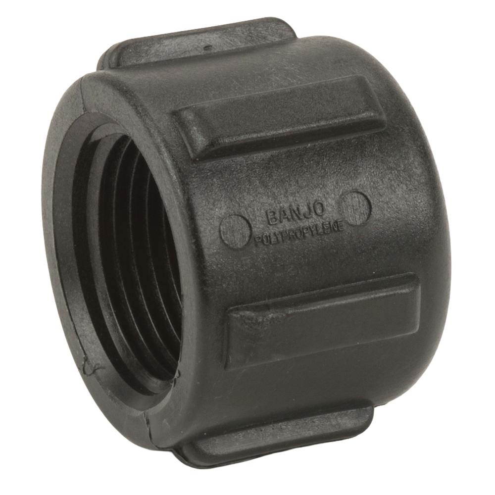 1" FNPT Banjo® Black Fiberglass-Reinforced Polypropylene Pipe Cap