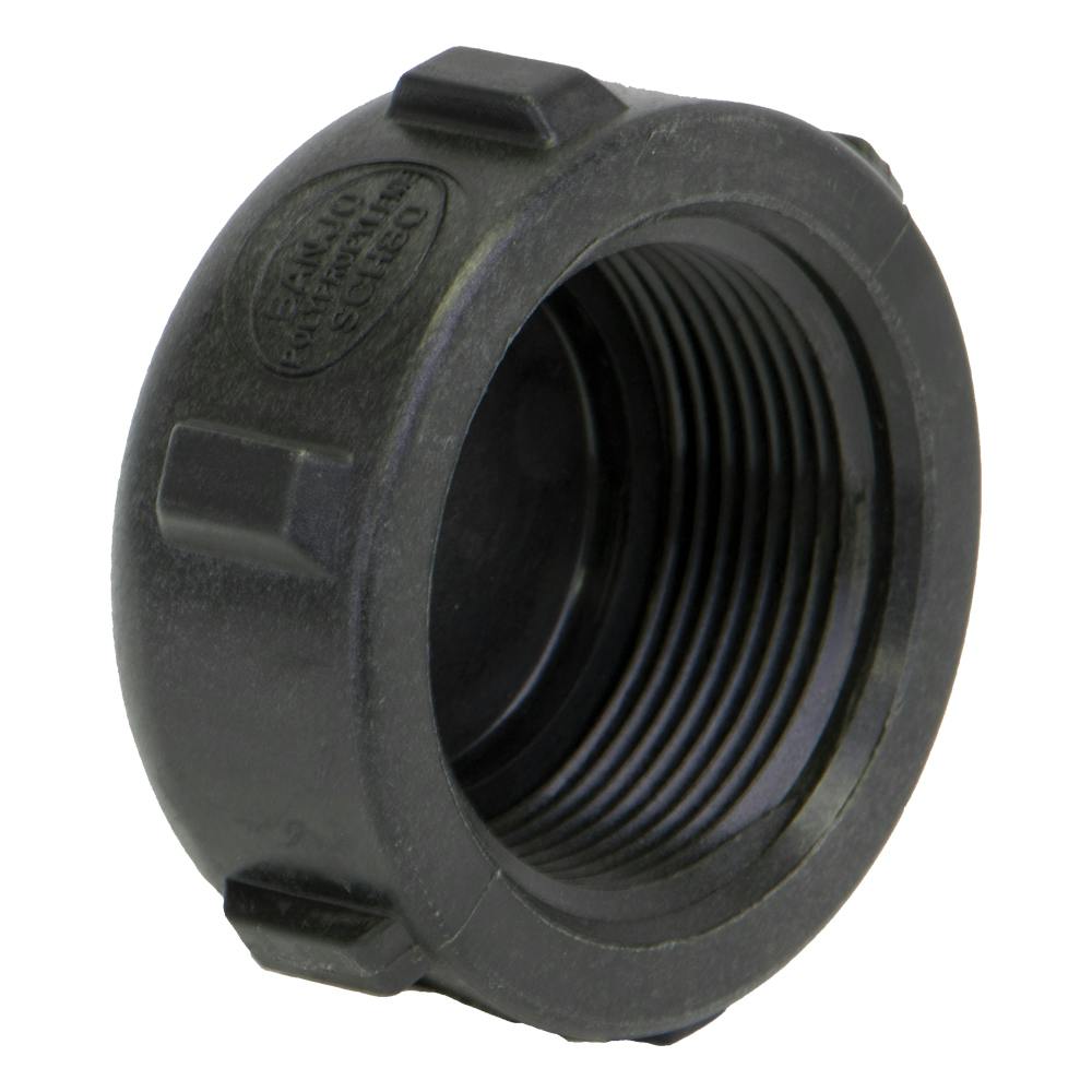 1-1/2" FNPT Banjo® Black Fiberglass-Reinforced Polypropylene Pipe Cap