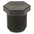 3/4" MNPT Banjo® Black Fiberglass-Reinforced Polypropylene Pipe Plug
