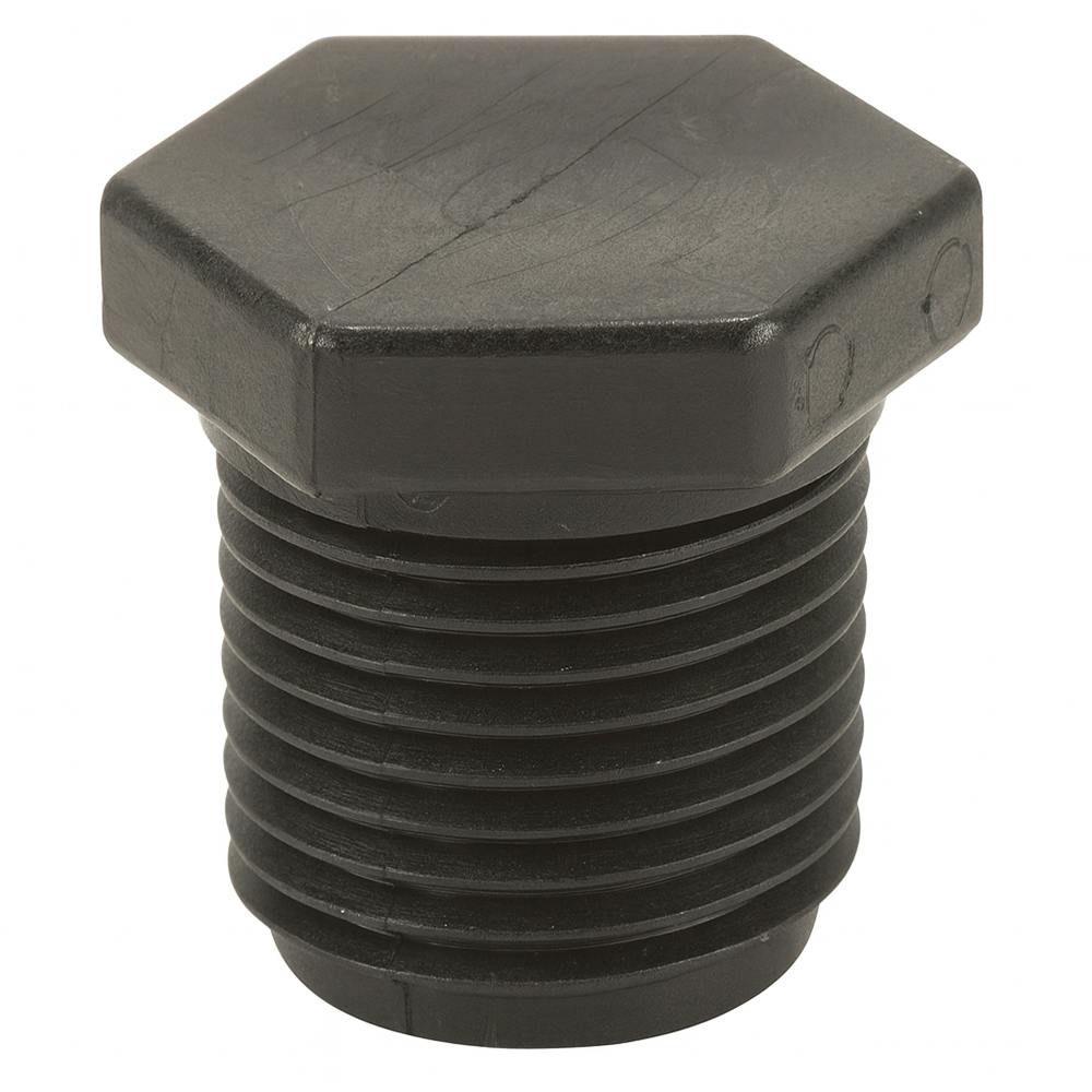 3/4" MNPT Banjo® Black Fiberglass-Reinforced Polypropylene Pipe Plug