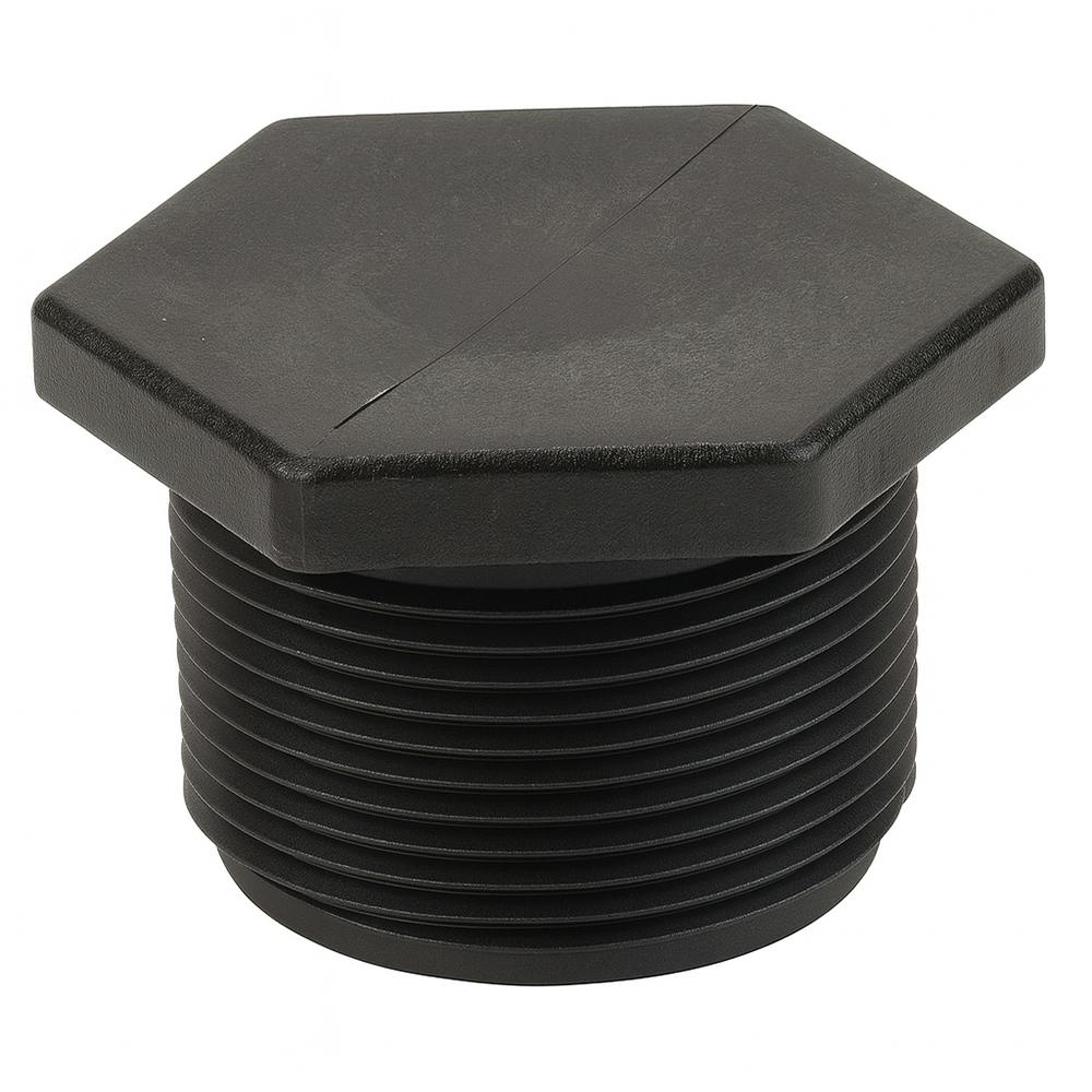 1-1/4" MNPT Banjo® Black Fiberglass-Reinforced Polypropylene Pipe Plug