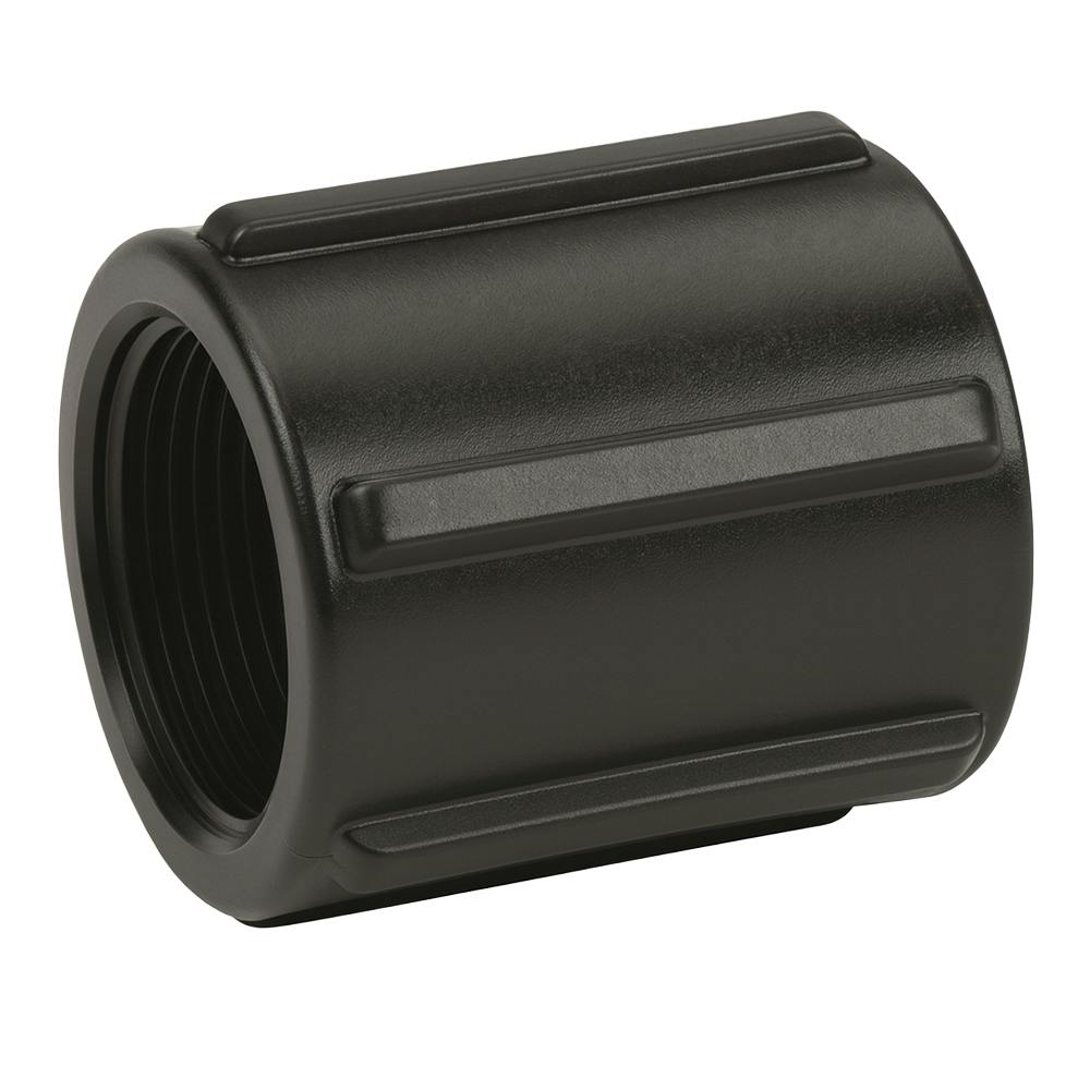 1-1/4" FNPT Banjo® Black Fiberglass-Reinforced Polypropylene Pipe Coupling