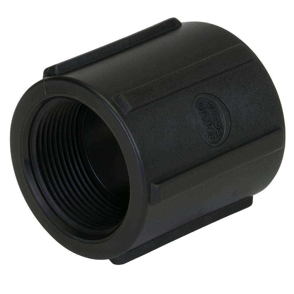 1-1/2" FNPT Banjo® Black Fiberglass-Reinforced Polypropylene Pipe Coupling
