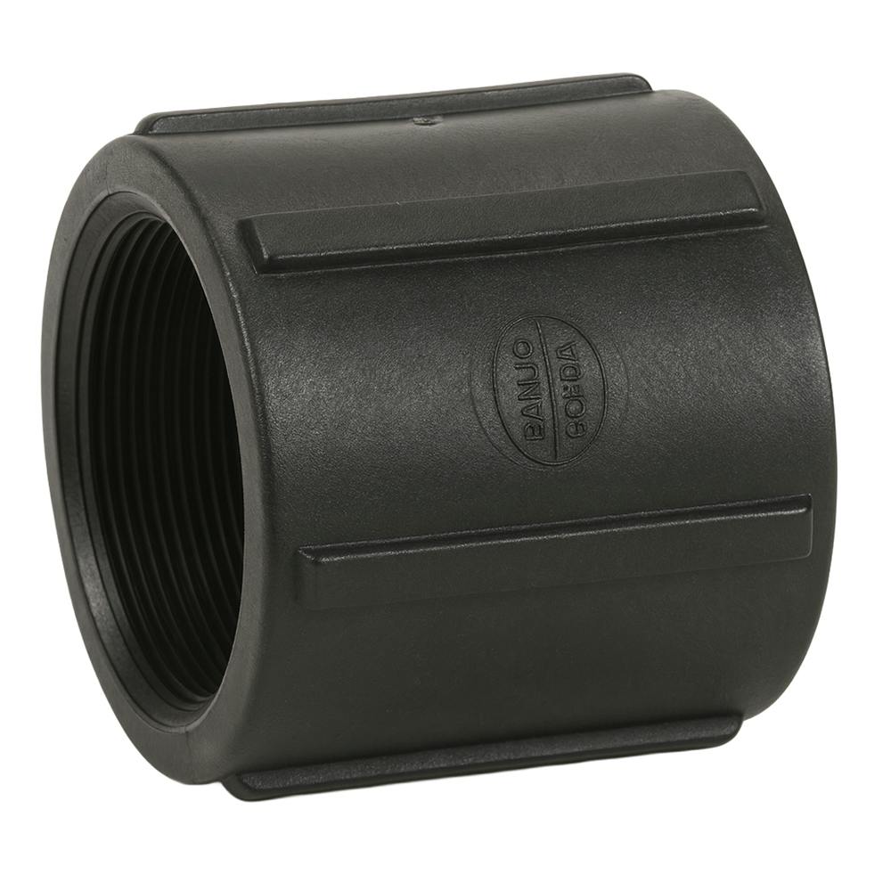 2" FNPT Banjo® Black Fiberglass-Reinforced Polypropylene Pipe Coupling